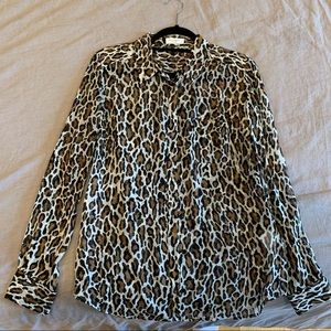 Equipment Sheer Silk Leopard Button Down Shirt - S
